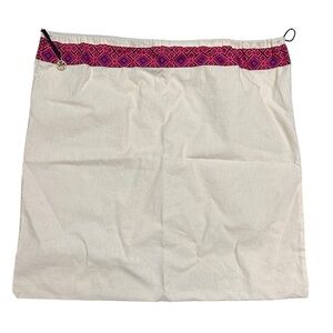 TORY BURCH Dustbag Dust Bag Cover Off-White Cotton w Gold Tone Charm 21" x‎ 21"